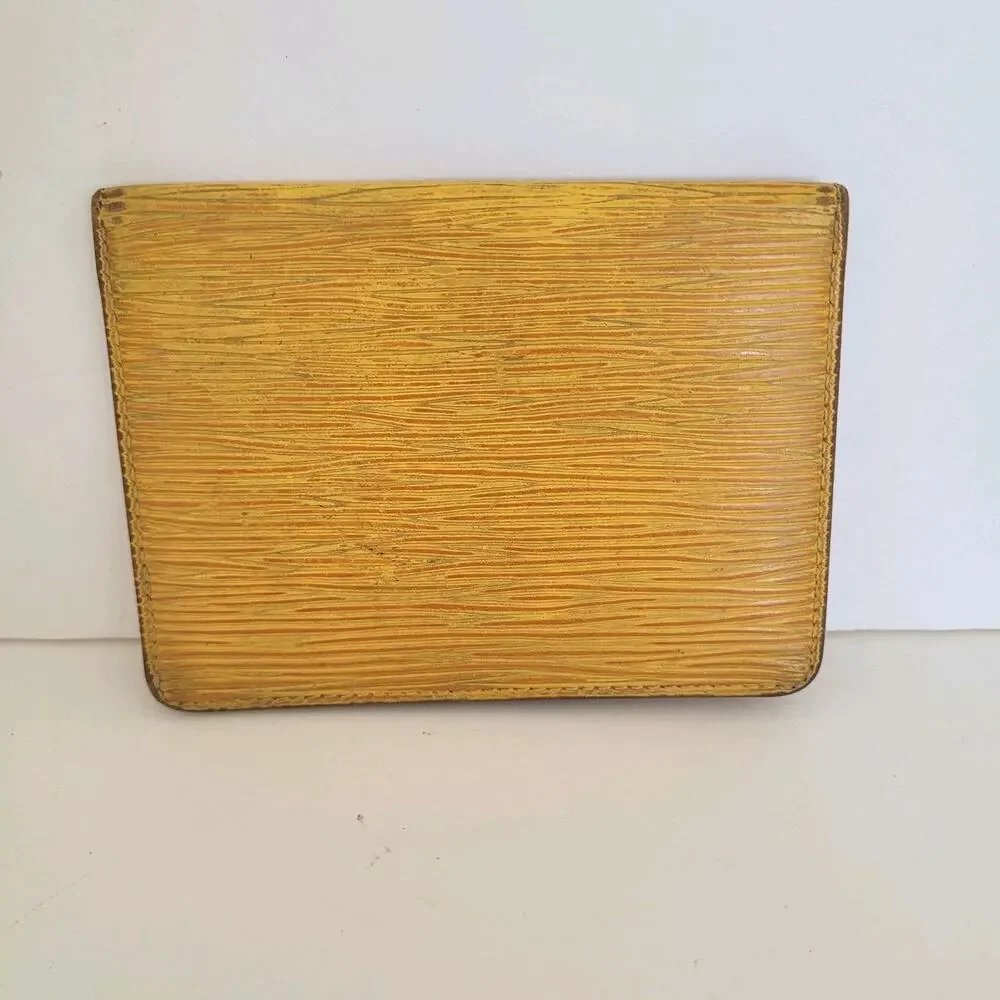 Louis Vuitton LV Epi Vintage Card 2 ID Windows Wallet Yellow Purple Bifold Small